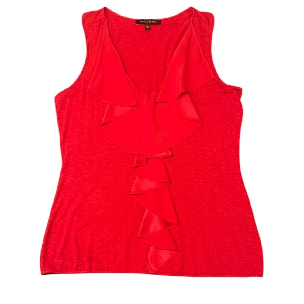 Cynthia Steffe Red Ruffle Blouse